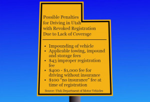 Utah sign with penalties for driving with revoked registration