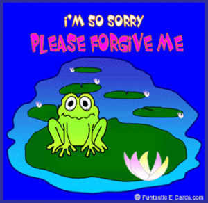 Cartoon Sorry Card With Sad Andtearful Frog Who Hops Across Lily Pond