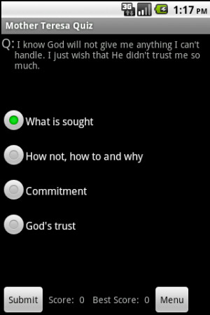 Mother Teresa Quotes Quiz - screenshot
