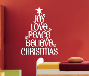 Believe Christmas Tree -Wall Stcker Quote Vinyl Wall Window Removable ...