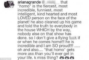 Firing back: Ariana was quick to defend her brother on Instagram