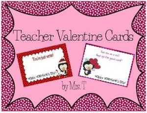 Teacher Valentines with Cute Treat Sayings 5 different cards. 