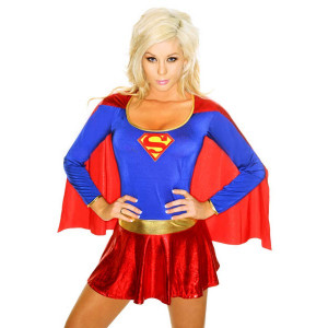 LADIES SUPERGIRL SUPER HERO FANCY DRESS COSTUME/OUTFIT WILL FIT SIZE 8 ...