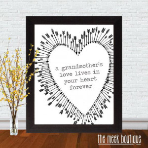 grandmother quote, arrow heart printable