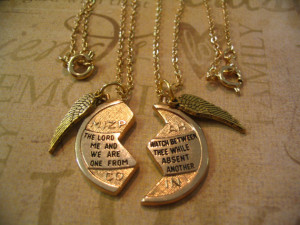 Religious Mizpah Angel Wing Necklace Set Best Friend Mother Daughter ...