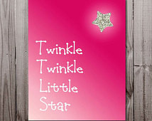 twinkle little star glitter nursery , hot pink nursery, baby girl ...