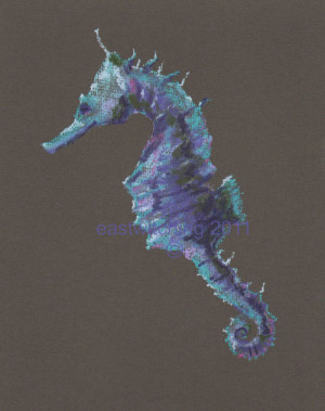 SEAHORSE Art Original Pastel Painting 8x10inches by eastwitching