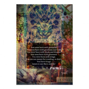 Inspiring RUMI quote about freedom and dreams Poster