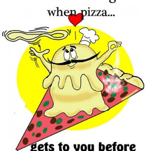 PIZZA CARTOON QUOTE Greeting Card and Poster Print --- Pizza delivery ...