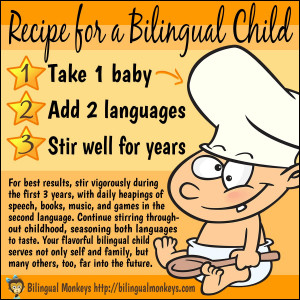 cook up a delicious bilingual child courtesy of bilingual monkeys