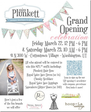 Miss Plunkett boutique grand opening this weekend!