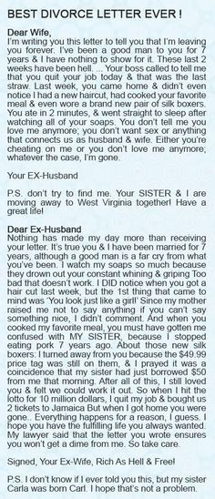 ... husband to wife nicer letter from wife back to husband women rule men