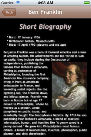 Download Benjamin Franklin Quotes Bobblehead iPhone iPap iOS