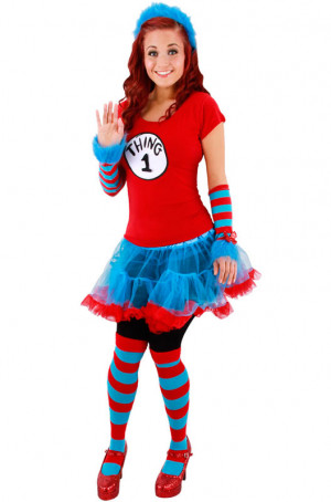 ... Costumes > Dr Seuss Thing 1 and Thing 2 Adult Tutu Costume (L/XL
