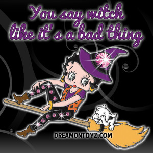 ... - Witch Betty Boop flying on her broom with Pudgy photo bbw-ysw.png
