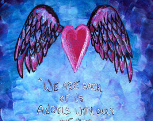 Inspirational Quote Art Print- Ange l Wings Quote- Mixed Media ...