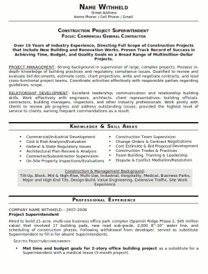 Resume Sample 20 – Construction Superintendent resume