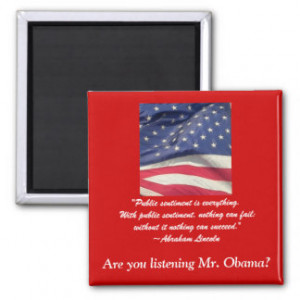 American Flag with Lincoln quote-anti-Obama Magnet
