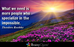 ... is more people who specialize in the impossible. - Theodore Roethke