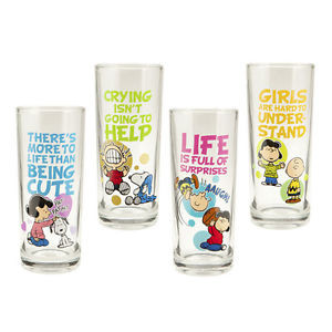 Peanuts-Quotes-10-oz-Glass-Set-of-4-Charlie-Brown-Lucy-and-Snoopy-NEW ...