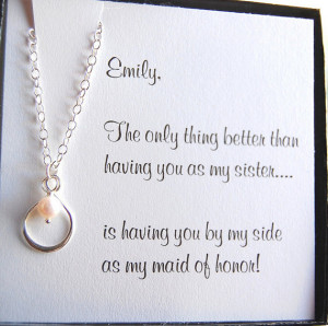 Sister Maid of Honor card and necklace gift set, Infinity necklace ...