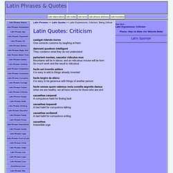 Latin Quotes: Criticism, Being Critical