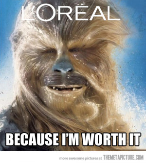 Funny photos funny chewbacca hair Loreal ad
