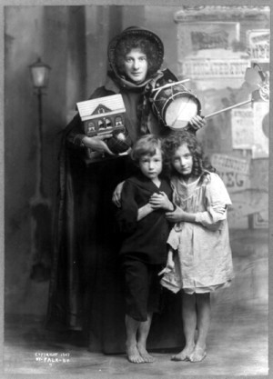 Evangeline Booth and two children posing for a publicity photograph ...