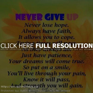 ... give up in life never give up quote never lose give up hope life hope