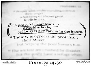peaceful heart leads to a healthy body; jealousy is like cancer in ...