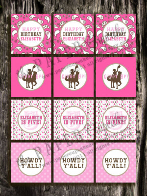 Printable Party Toppers - Giddy Up Lil Cowgirl Collection / HOT PINK ...