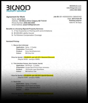 Detailed painting quotes allows us to guarantee our prices.