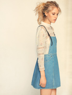 denim shift pinafore dress