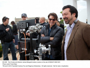 Tom Cruise and director James Mangold review a scene on the set of ...