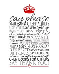 quotes+about+manners | Mind your Manners Etiquette Art Print #kids # ...