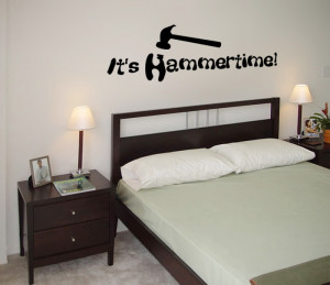 Black It's Hammertime (MC Hammer) Lyric wall decal above a headboard