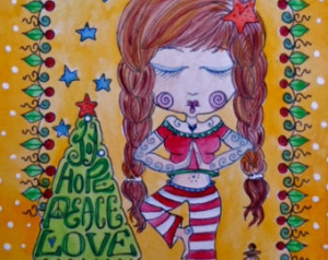 YOGA Girl Christmas Card Fun Fun Fu n Zen Art ...
