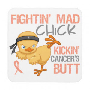 Fightin' Mad Chick Endometrial Cancer Coaster