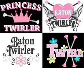Baton Twirler Majorette maching band Twirling Logo Sayings Embroidery ...