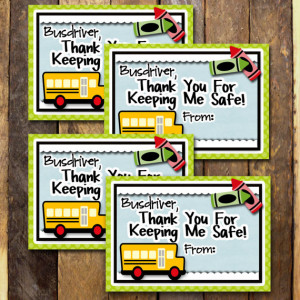 Teacher Appreciation School Bus Driver Thank You- Gift Tags, Cards- (4 ...