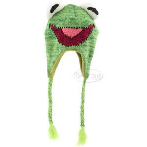 Disney Muppets Kermit The Frog Knit Hat The Muppet Show Movie Costume ...