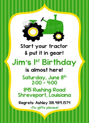 John Deere Tractor birthday invitation