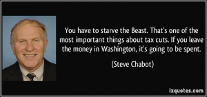 You have to starve the Beast. That's one of the most important things ...