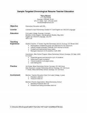 Sample Teacher Resume Objectives - DOC by reb13440
