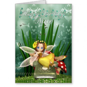 Niece Birthday card with moonies Fall fairy