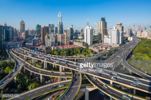 Shanghai Flyover Interchange With Traffic Stock Photo | Getty Images