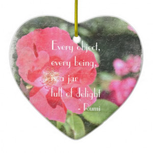 Painted Rose Floral Garden Rumi Quote Ornament