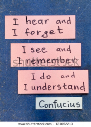 famous Confucius quote interpretation with sticker notes on vintage ...