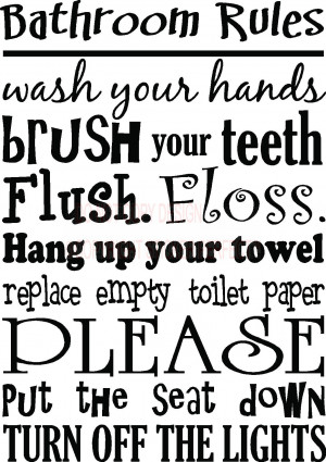 Bathroom Rules Cute inspirational vinyl wall decal quotes sayings ...