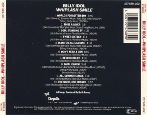Copertina cd Billy Idol - Whiplash Smile - Back